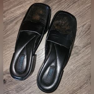 Vintage 90s women's slip on chunky heel sandals